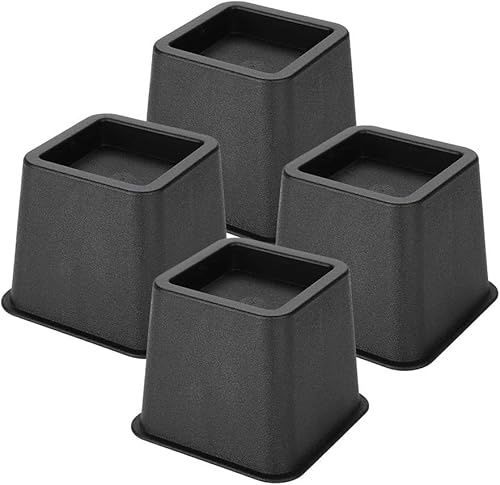 Cocoarm Riser de lit et de Meuble réglable et empilable carré antidérapant, adapté à Tous Les Types de Bureaux, fauteuils de canapé PP Plastique Noir 4 pièces/Ensemble 3 Pouces