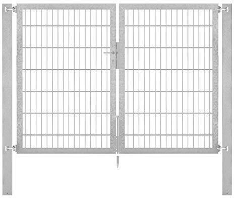 Alberts 662783 Doppeltor Flexo Plus mit Zubehör | verschiedene Breiten und Höhen | Pfostenstärke 80 x 80 mm | feuerverzinkt | Breite 200 cm | Höhe 140 cm