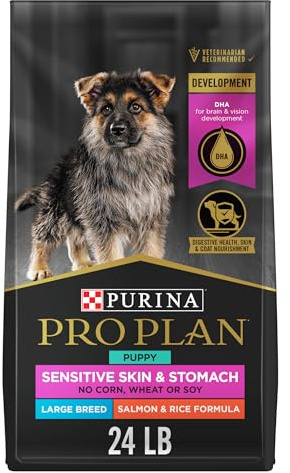 Purina Pro Plan Sensitive Skin and Stomach Large Breed Puppy Food Salmon and Rice Formula - 24 lb. Bag