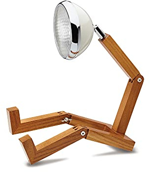 Mr Wattson's Original Tischleuchte, handgefertigt, verstellbare LED-Nachttischlampe + Schreibtischlicht, 15,5 x 18 - 40 cm, Vintage-Weiß