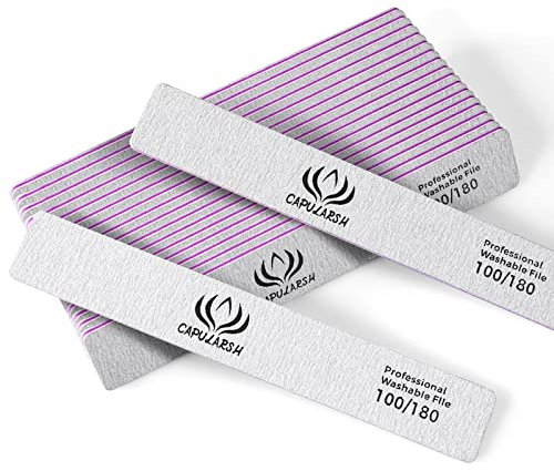 18 Pcs Nagelfeilen 100/180, Capularsh Nagelfeilen Doppelseitige, Doppelseitige Einweg Nagelfeile, Nagelfeilen für Gelnägel, Nagelfeilen Einweg, Kern in Lila
