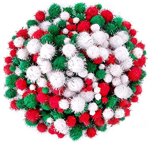 1200 Stück Pompons Weihnachten Pompons Pompon Dekorationen Flauschige Pompons, Goldener Fadenball, Weihnachtsdekorationskugel, Weihnachtsdekorationen, Geeignet für Weihnachten DIY und Dekoratione