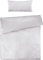 Pure Label Mako Satin Damast Streifen Bettwäsche weiß 155x220 cm mit Kissenbezug 40x80 cm aus 100% Baumwolle | Traumhaft weiches Mako Satin Bettwäsche Set in Uni