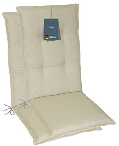 LILENO HOME Gartenstuhl Auflagen als [2er Set - Hochlehner] in Beige - Bequeme Liegen als Sitzauflagen für Gartenmöbel - Stuhlkissen für Gartenstühle und Klappstühle