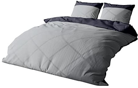 Lorena Uni Mako-Satin Bettwäsche Classic Hut Silber, 1 Bettbezug 135 x 200 cm + 1 Kissenbezug 80 x 80 cm
