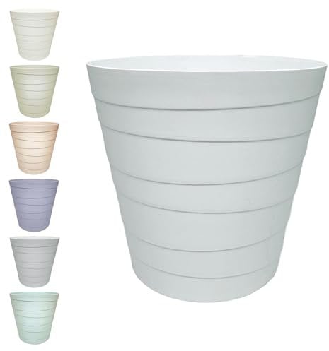 MAKREL® Pastel Colours Plastic Waste Paper Basket Bin Modern Step Design Trash Can for Kitchen, Bathroom, Office (Light Grey, 7 Litre)