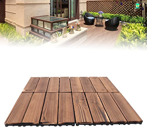 Baldosas De Madera 36 Unidades Baldosa Madera Jardin Suelo De Madera 30,3 x 30,3 CM Piso Antideslizantes Para Terraza Jardín Patio Balcón Marrón