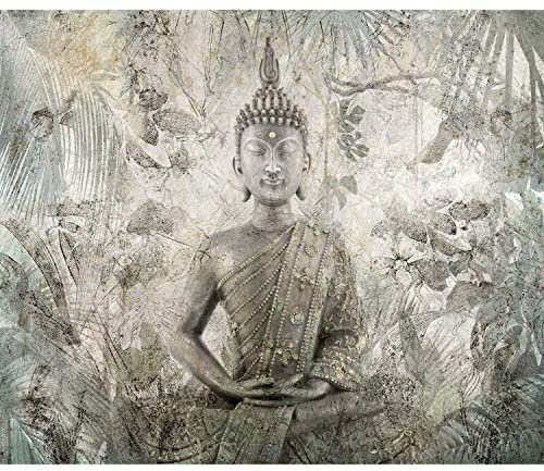 murando Fototapete selbstklebend Buddha 196x140 cm Tapete Wandtapete Klebefolie Dekorfolie Tapetenfolie Wand Dekoration Wandaufkleber Wohnzimmer Orient Zen Blumen Blätter