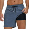 Badehose für Herren mit Kompression Mesh-Futter, 2 in 1 Schnelltrocknend Badeshorts Kurz, Verstellbar Tunnelzug Tasche Männer Schwimmhose Boardshorts für Strand Surf Sport Freizeit XL Grau