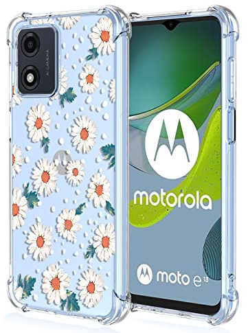 XINYEXIN Handyhülle für Motorola Moto E13 Hülle Frau Mädchen Blumen Muster Design Ultra Dünn Transparent Schutzhülle Stoßfest TPU Bumper Clear Case - Daisy