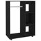 Tidyard Kleiderschrank mit offenem Fach 3 seitlichen Ablagen Rollen Garderobenschrank Garderobe Schlafzimmer Schrank Schwarz 80 x 40 x 110 cm (L x B x H) Spanplatte