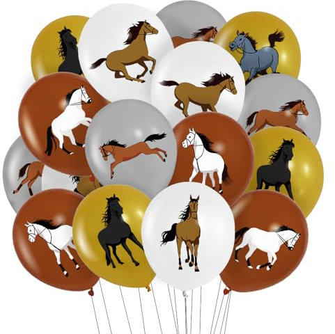 Pferd Thema Luftballons, 40 Stück 12 Zoll Latex Ballons, Western Cowboy Partydeko, Luftballons Grau Braun, für Kinder Party Geburtstag Mottoparty Dekoration