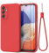 THIYUFUNS Funda con Samsung Galaxy A14 4G / 5G con 2 Protector Pantalla Cristal Templado,Carcasa de TPU Silicona Bumper Líquida Ultradelgado Cover - Rojo
