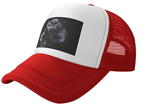 Black Panther Trucker-Mütze, schwarz: modische Baseballkappe für Erwachsene, Netzstoff, tägliche Outdoor-Aktivitäten, Reisen, rot, One size
