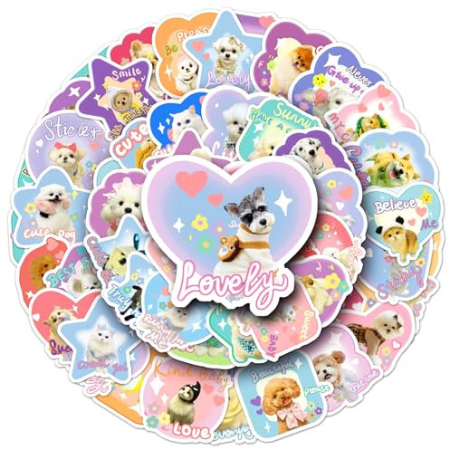 Cute Pet Stickers for Laptop (50 PCS),Gift for Children Teens Adults Girl Boys,Waterproof Stickers for Water Bottle,Dogs and Cats Vinyl Stickers for Scrapbook,Skateboard,Bike,Phone,Dairy