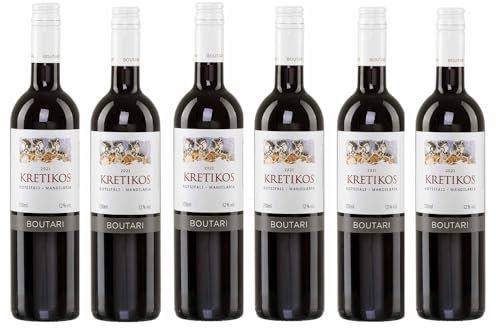 Kretikos Boutari rot 6x 0,75l Flasche | Trockener Rotwein aus Griechenland | 12% Vol. | +20ml Jassas Olivenöl