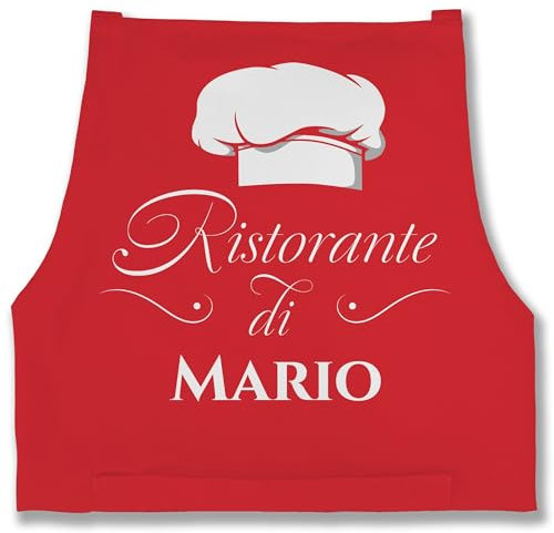 Schürze - Pizzaschürze Erwachsene - Ristorante di Name | Geschenk Pizza Zubehör | Pizzabäcker I Pizza Fan - 85x69 - Rot - pizzaschürzen koch personalisiertes mütze schürzen personalisierte
