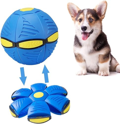 Usper New UFO Pet Flying Saucer Ball, Dog Pet Toy Flying Saucer Ball, Portable Flying Toys Pet Balls Bite Resistant Dogs Training Ball, Safety Interesting Dog Toy Ball for Outdoor Playing