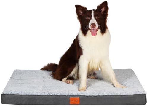 KYG Orthopädisches Hundebett Grosse Hunde Hundekissen Waschbar Hundematte für große, mittelgroße Hunde Flauschig Hundematratze, L, 90x60x8cm, Grau
