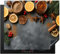 KitchenYeah© Protezione Piano Cottura Tappetino per Induzione 60x52 cm Cucina Proteggi Coprifornello Antiscivolo Frutta - Spezie - Calcestruzzo - Arancia