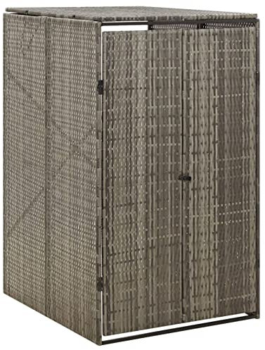 Homgoday Mülltonnenbox für 1 Tonnen Mülltonnenverkleidung mit Deckel Mülltonne Müllbox Müllcontainer Mülltonnenbox Mülltonnenabdeckung 70x80x117 cm Grau Poly Rattan