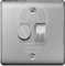 BG Brushed Steel 2 Gang Light Switch 1x Trailing Edge LED Dimmer 1x 2 Way Custom Switch