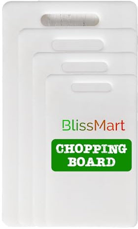 BlissMart White Chopping Board for Kitchen Multipurpose for Cutting Anti-Slip Surface Easy Clean Dishwasher Safe with Handle Multiple Size Options (25cm x 15cm)