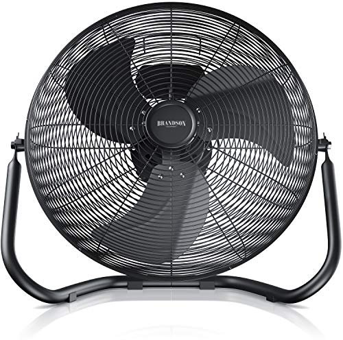 Brandson - Macchina del Vento - L’Originale Ventilatore da Pavimento - Diametro 57 cm - 3 Velocitá - 200W di Potenza Max - Molto Potente – Tutto in Metallo Total Black - Nero Opaco
