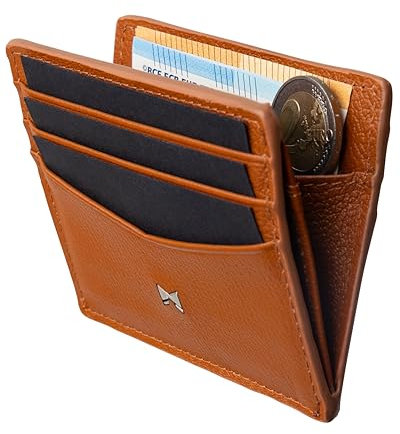 Gentlemen’s Kartenetui – Premium Rindsleder & RFID-Schutz – Platz für Karten, Scheine, Münzen & Tracker im Wallet – Patentiertes Slim Design – Slim Wallet mit Münzfach