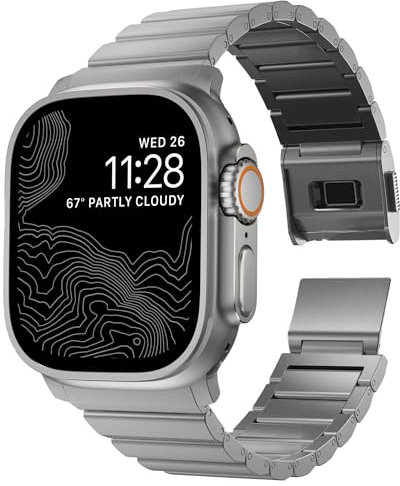 VeveXiao Titanium Band Compatible With Apple Watch Ultra/Ultra 2 49mm 45mm 44mm 42mm, Titanium Link Bracelet Magnetic Clasp Replacement Bands for iWatch Series 9 8 7 6 5 4 SE 3 2 1 Strap (titanium)