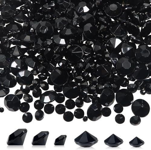 TOAOB 5000 Stück 3 mm 6 mm 10 mm Schwarz Acryl Kristalle Diamanten