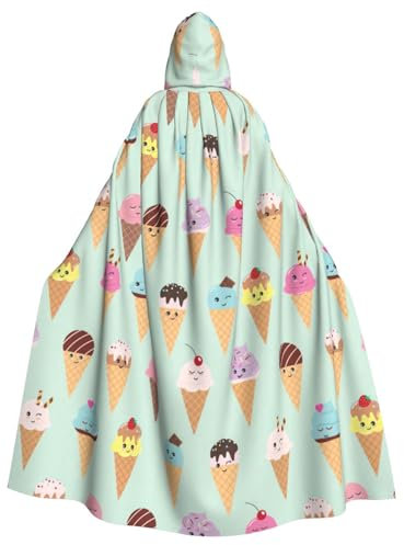 Luckily&Day Halloween-Umhang mit Eiscreme-Zapfen, für Erwachsene, lustig, Cosplay, Hexe, Wikinger, Kostüm, Kapuze, Umhang, übergroßer Hut