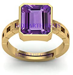 DENMOUS AMZ2800 Ring mit 8,00 Karat Edelstein, Amethyst, verstellbar, für Damen und Herren (vergoldet), Small, Sterling Silber