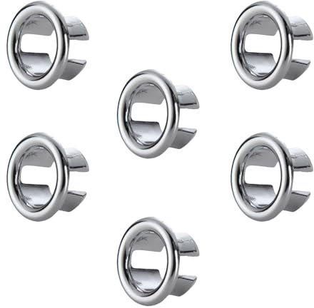 6 Pcs Sink Hole Replacement Overflow Hole,Sink Hole Cap,Drain Cap Cover Insert in Hole,Sink Overflow Ring,Round Basin Overflow Trim For Home,Hotels,Shopping Malls,Factories(Silver)
