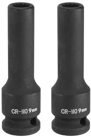 sourcing map Lot de 2 douilles à choc profondes à 12 pans 1/2 9 mm métriques en alliage d'acier chromé molybdène