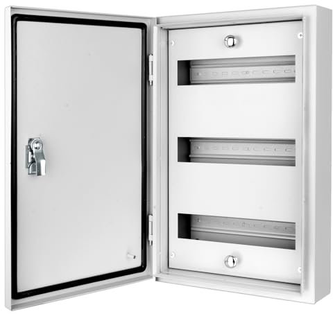 CHENGPI Sicherungskasten Aufputz 3-Reihig,IP40 – Verteiler Sicherungskasten Verteilerschrank Gehäuse,Verteilerkasten mit Tür für Trockenraum-Installation