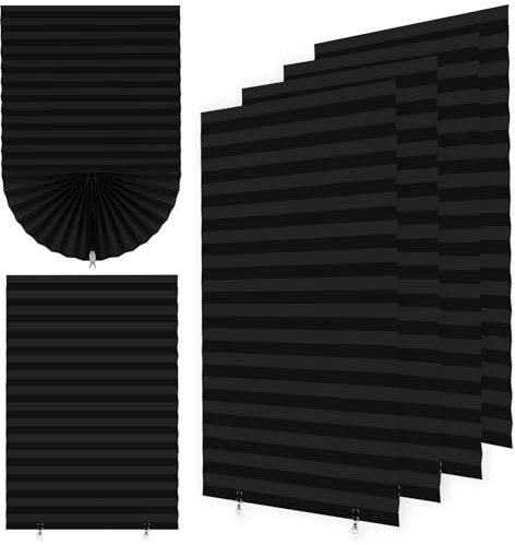 DASHUAIGE Confezione da 4 tende oscuranti in carta, autoadesive, temporanee, senza trapano, perfette per finestre, colore nero, 90 x 180 cm (larghezza x altezza)