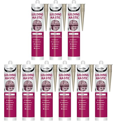Bond It BUILD-MATE Building Mastic Silicone Sealant – 9x Stone, 310ml | Oil-Based Silicone Gunnable Pointing & Sealing Mastic for Exterior | Weatherproof Sealant Adhesion to Building Materials