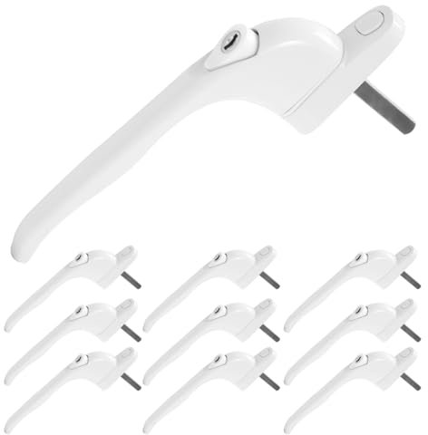 M.J COMFY-LIFE 10 Pack Universal Espag Window Handles - White 41mm Lockable Window Handles with Keys | Fits UPVC, Aluminum & Double Glazed Windows | Durable Zinc Alloy Construction