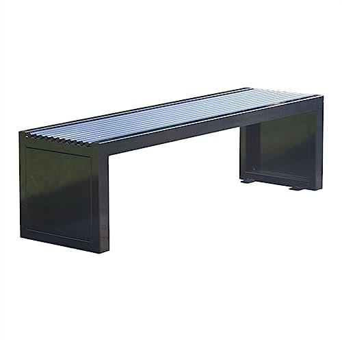 huanglyc-232 Gartenbank, 59,2/70,8 Outdoor-Bank ohne Rückenlehne, Parkbank aus schwarz lackiertem Metall, Beine mit Stahlkonstruktion und Rundrohrsitze, Terrassensitzmöbel(180x42x42cm)