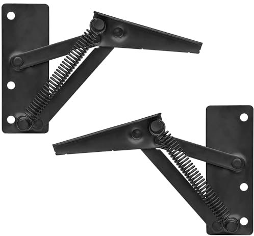 2 PCS Black Folding Spring Hinges,80 Degree Foldable Cabinet Hinges