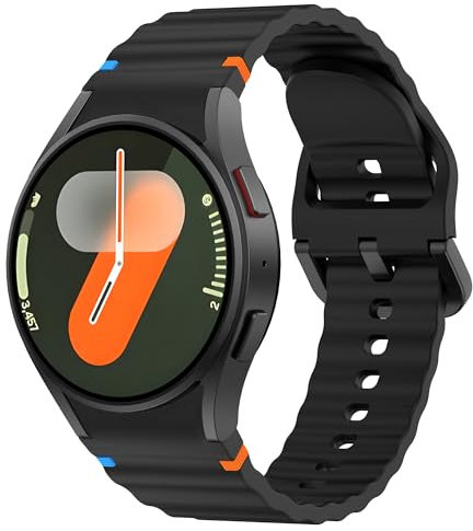 Wanme Armband für Samsung Galaxy Watch 7/6/5/4 40mm 44mm/Watch 5 Pro/4 Classic/6 Classic/FE 40mm Silikon Ersatzarmband (Schwarz)