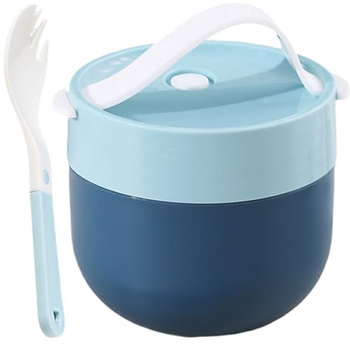 Frasco de Comida Caliente, Taza de Sopa de microondas de 600 ml con Tapa, ollas de Desayuno de Acero Inoxidable con Cuchara, frascos de Sopa portátiles a Prueba de Fugas para el Trabajo, Escuela, fra
