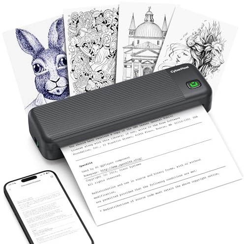 Impresora Termica Portatil A4, Impresora Portátil Inalámbrica Compatible con IOS/Android y Mac/Windows,Impresora Bluetooth & impresora Móvil Sin Tinta para Uso en Oficina,Hogar y Movimiento (Negro)