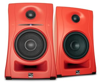 Kali Audio LP-UNF (Pair) Red, Speaker System (Active Desktop Monitoring, 4.5 Woofer, 3D Waveguide, USB-C & Bluetooth, Compact Studio Monitors)
