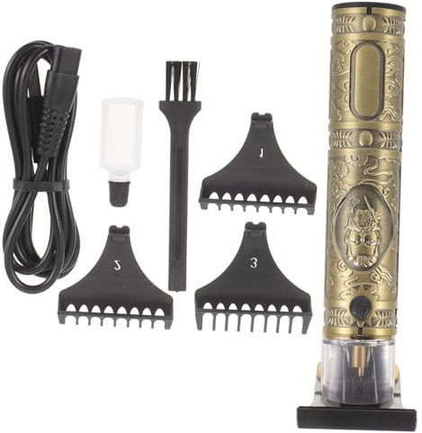 Baluue Buddha Head Retro Haarschneider USB Wiederaufladbar Akku Haartrimmer mit Aufsätzen und Starker Motor für Präzises Schneiden Herren Friseursalon Gold