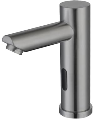 Grifo de baño infrarrojo automático, Grifo de Lavabo de Acero Inoxidable sin Contacto, Mezclador a Pilas para Lavado de Manos, diseño de bajo caudal, Moderno Color Gris.