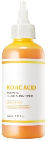 Kojisäure & Kurkuma Resurfacing-Toner: Gleicht den Hautton aus & exfoliert | Hellt auf & glättet Gesicht & Körper | 100 ml