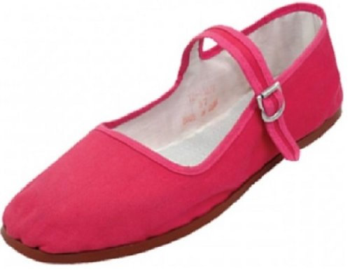 Shoes8teen Women's Cotton China Doll Mary Jane Shoes Ballerina Ballet Flats Shoes 10 M US 114 Fushia