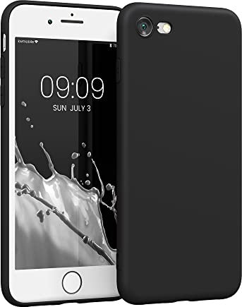 kwmobile Carcasa Compatible con Apple iPhone SE (2022/2020) / 8/7 Funda - con Bordes elevados - Apto Carga inalámbrica - Negro Mate Mate